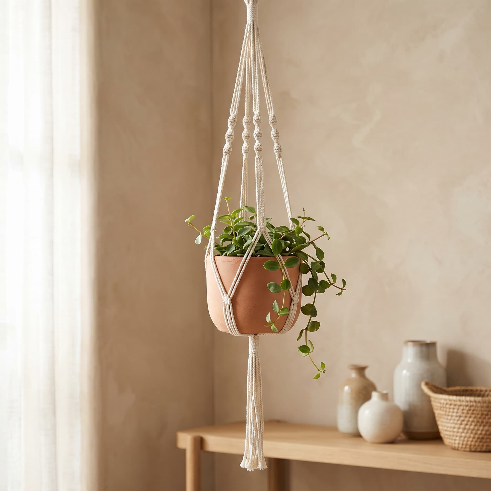 Hanging terracotta planter