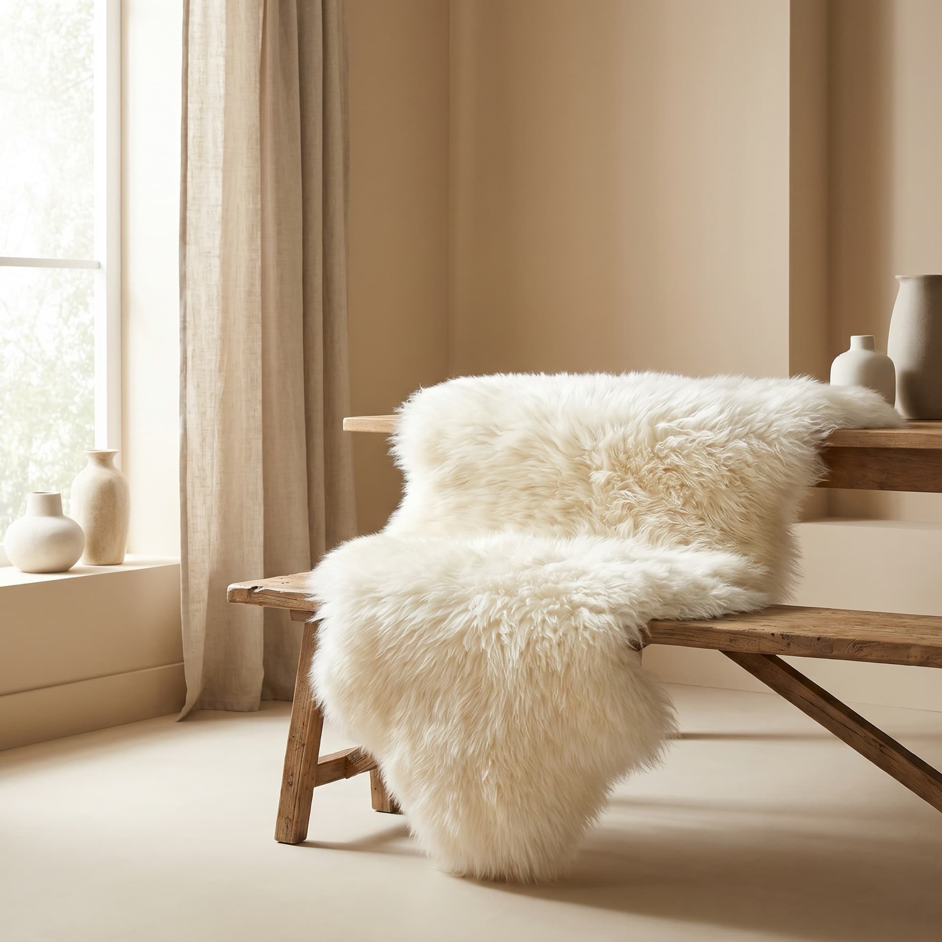 Ivory sheepskin rug