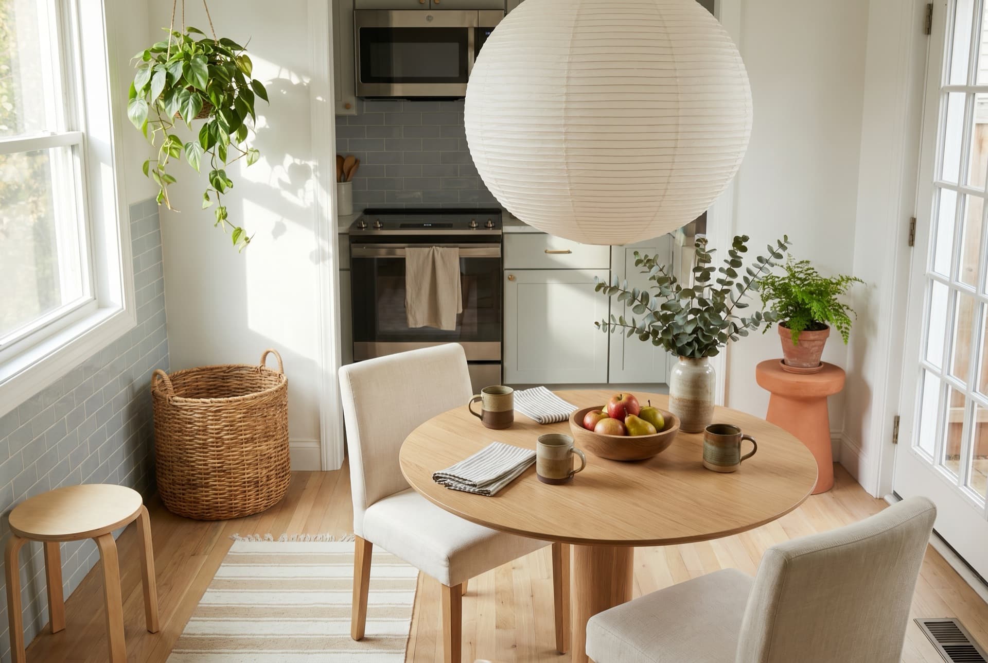 Morning kitchen with paper pendant