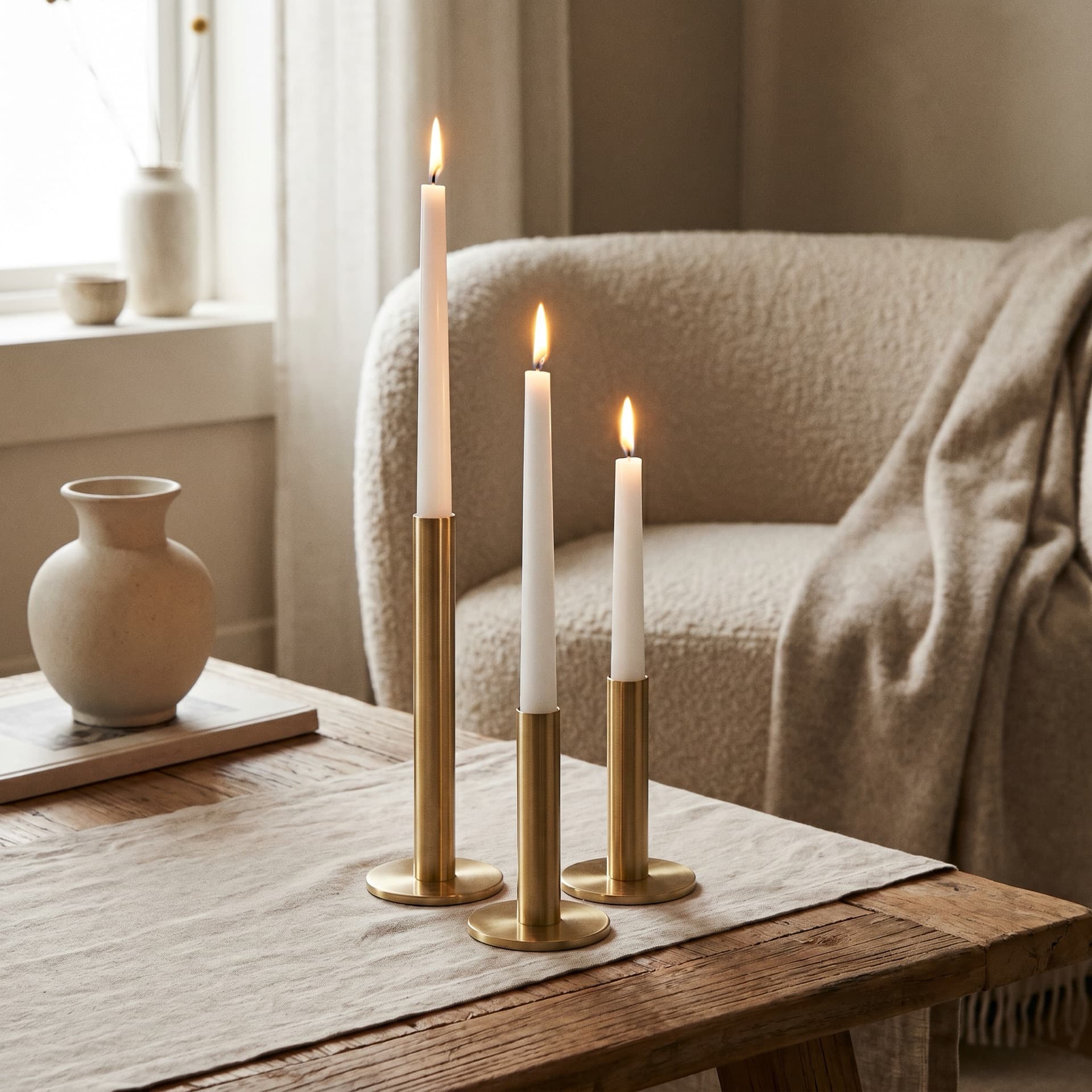 Brass candleholder set
