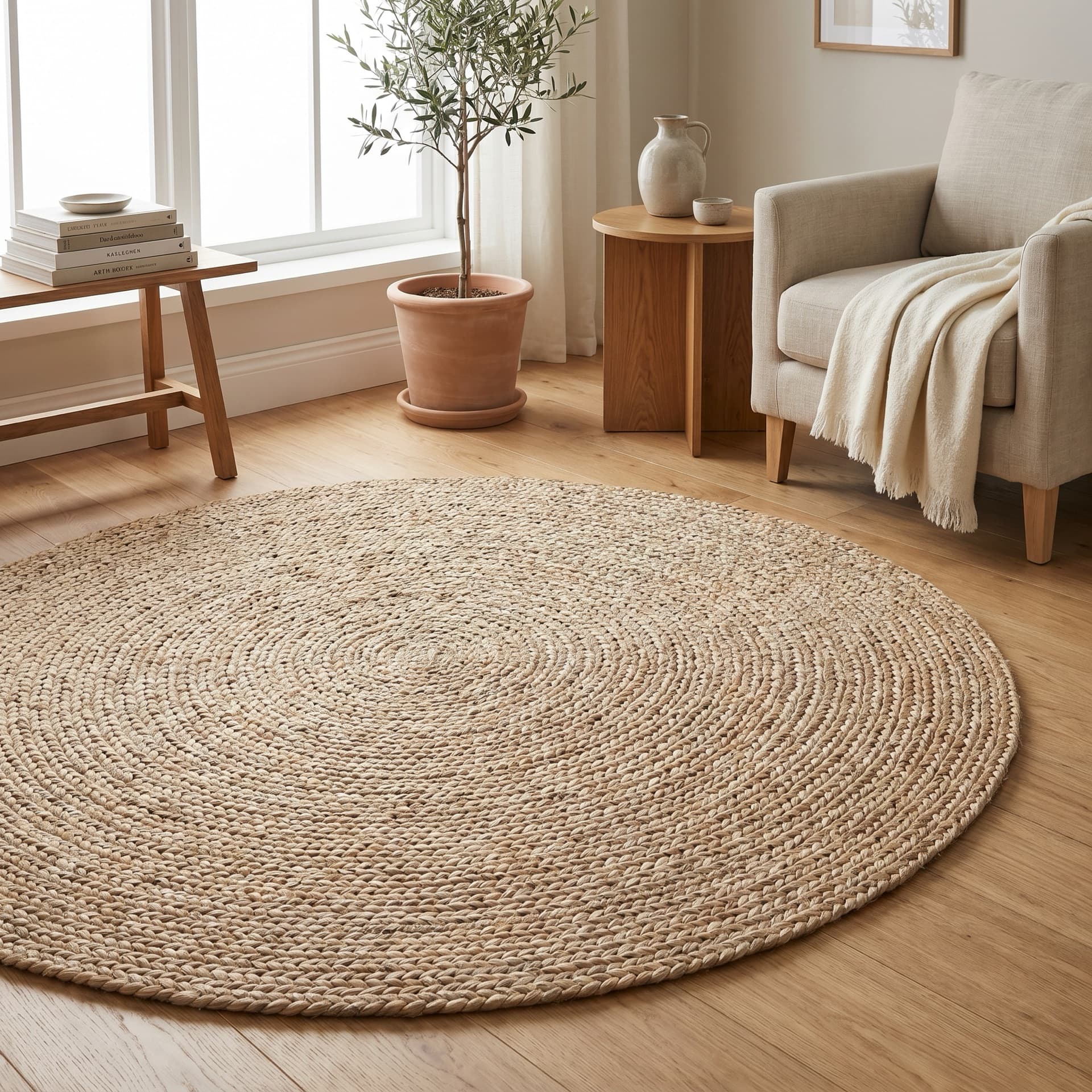 Jute round rug