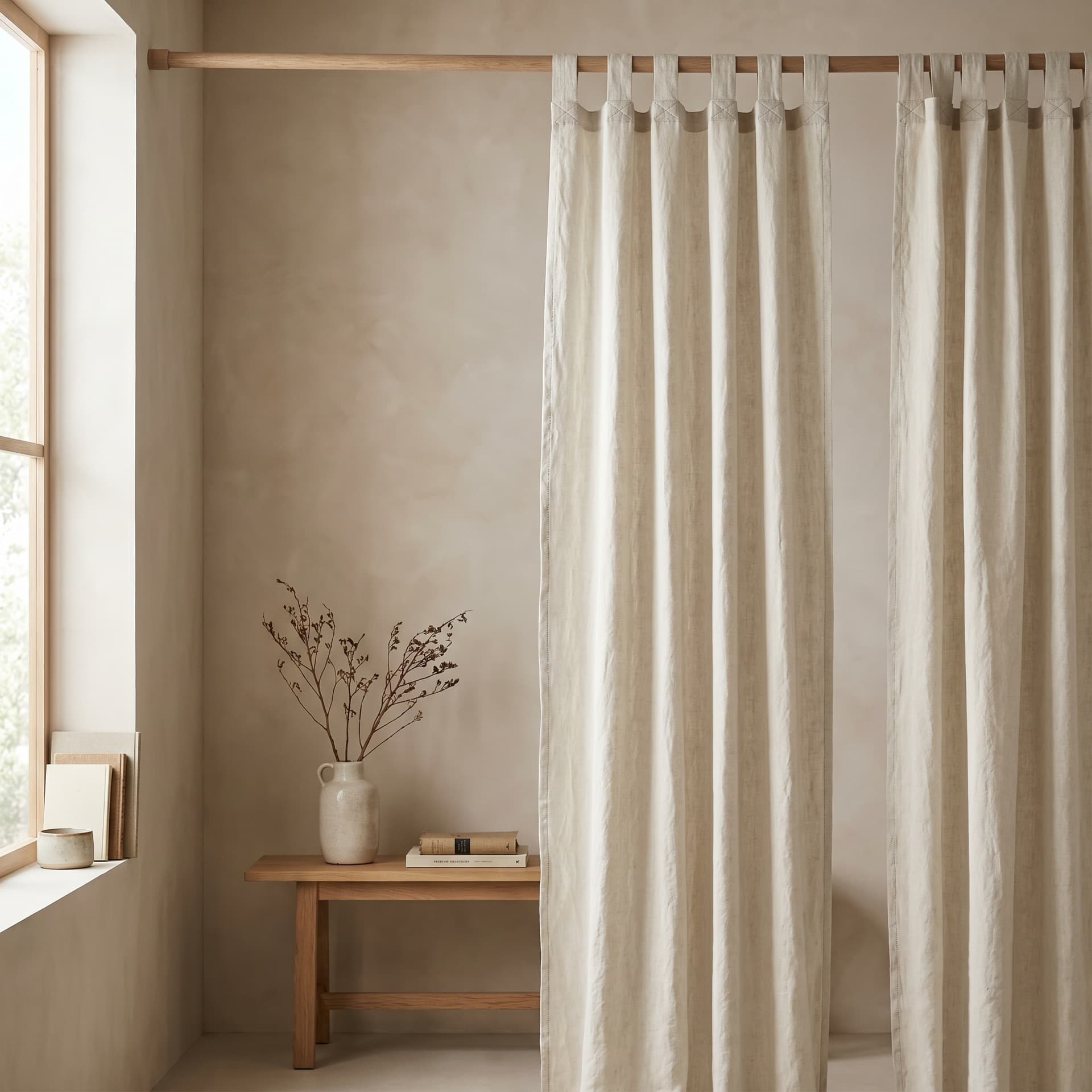 Linen curtain bone