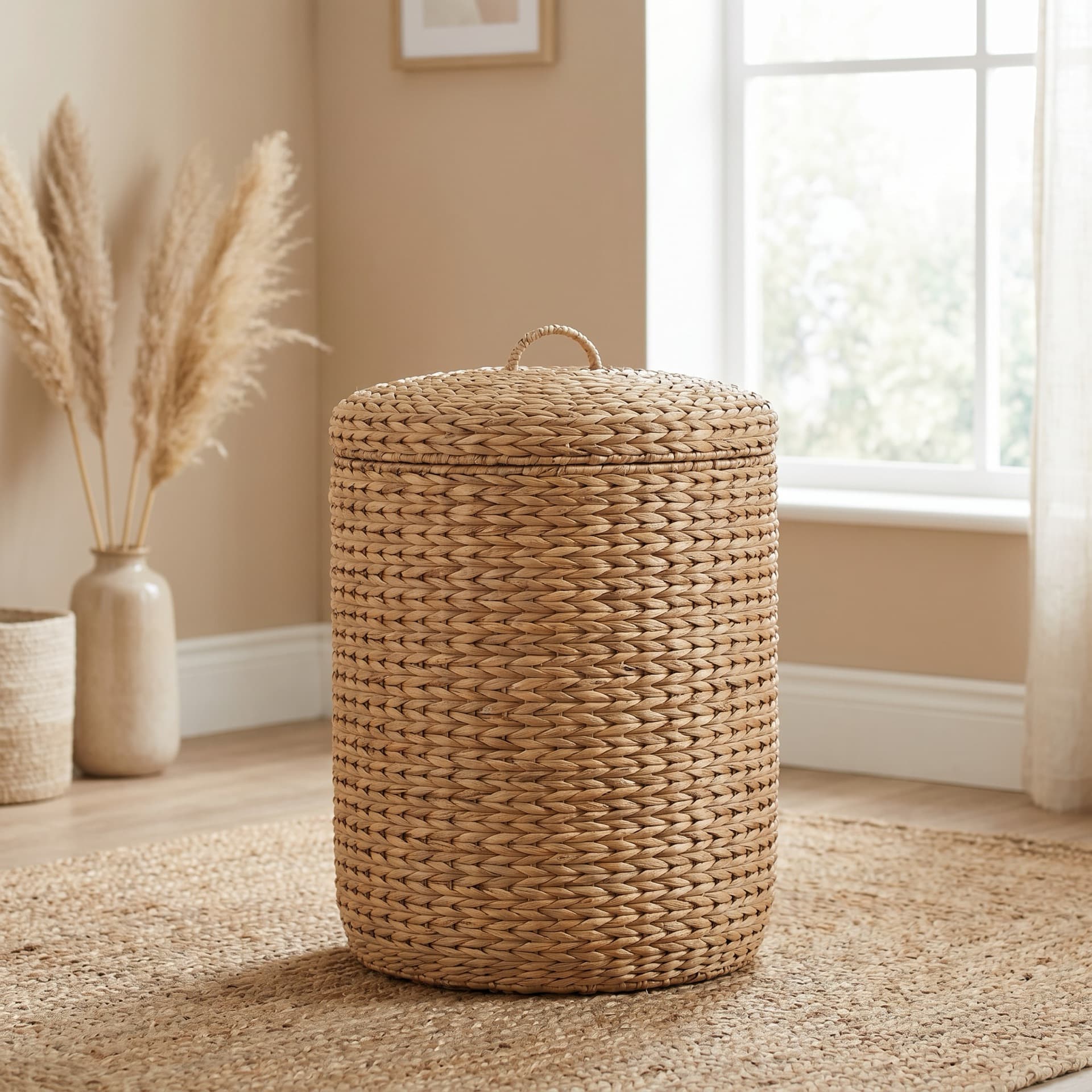 Hand-woven rattan basket