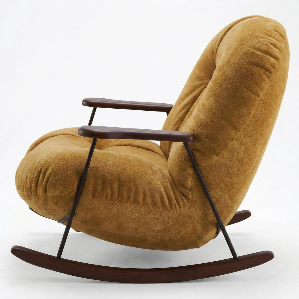 Mustard Leather Rocking Chair – detail view