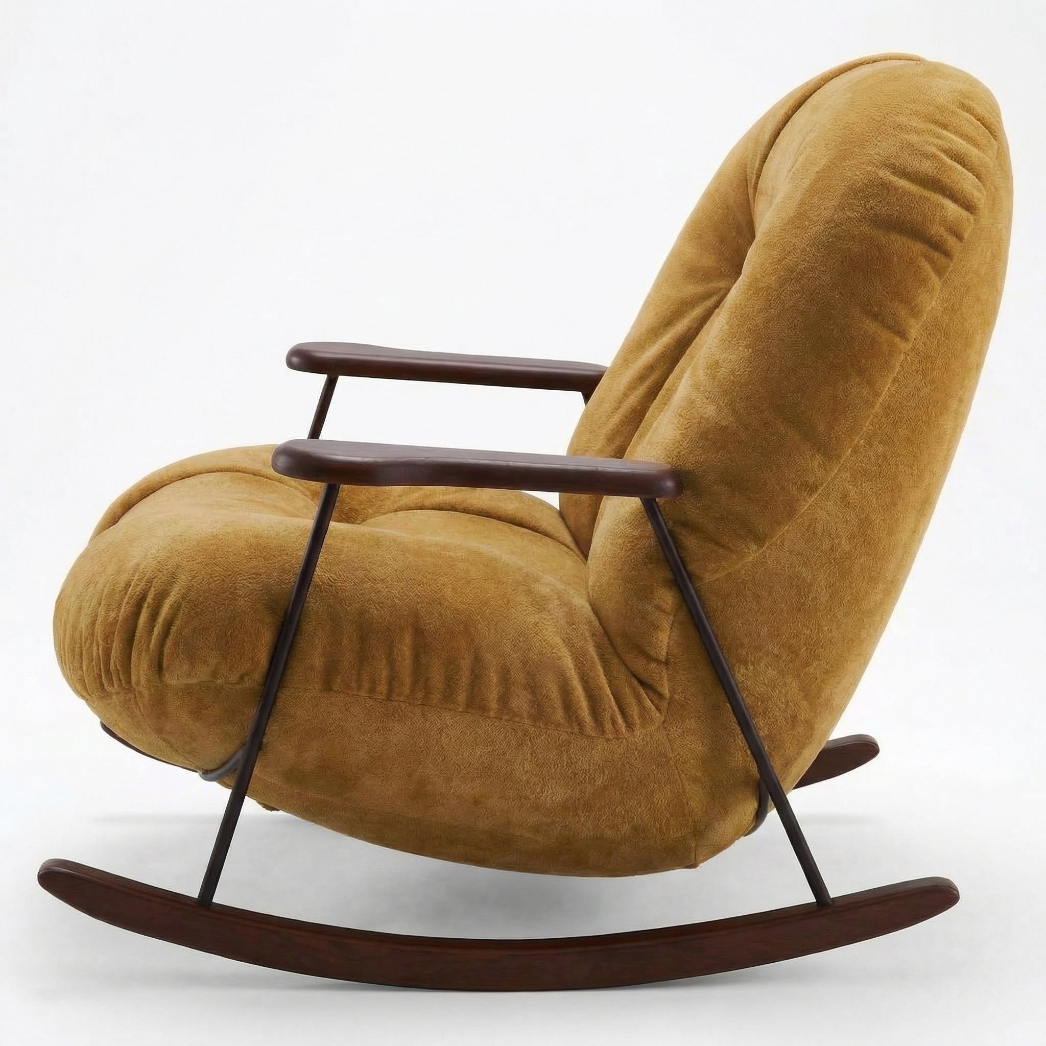 Mustard Leather Rocking Chair – detail view