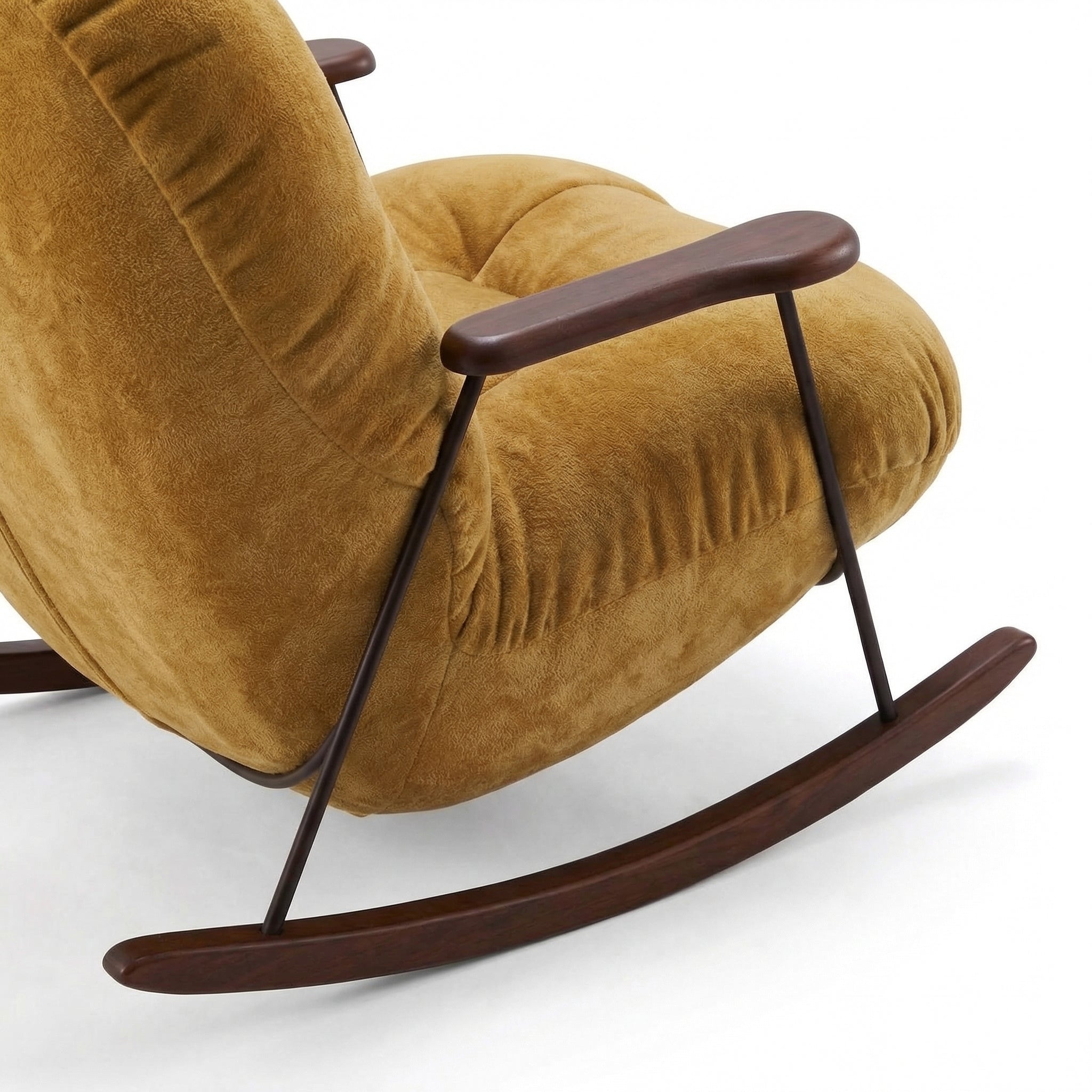 Mustard Leather Rocking Chair – side angle