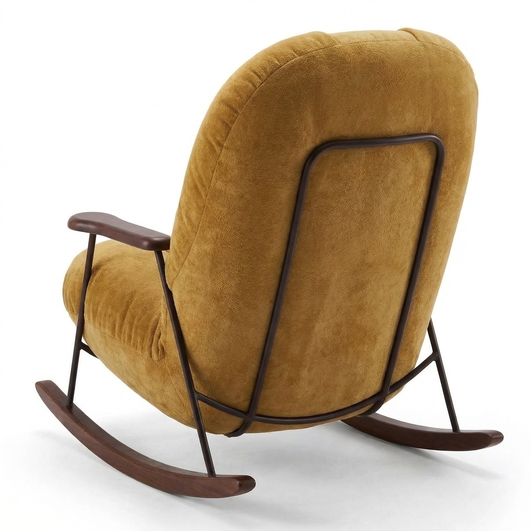 Mustard Leather Rocking Chair – in living room setting