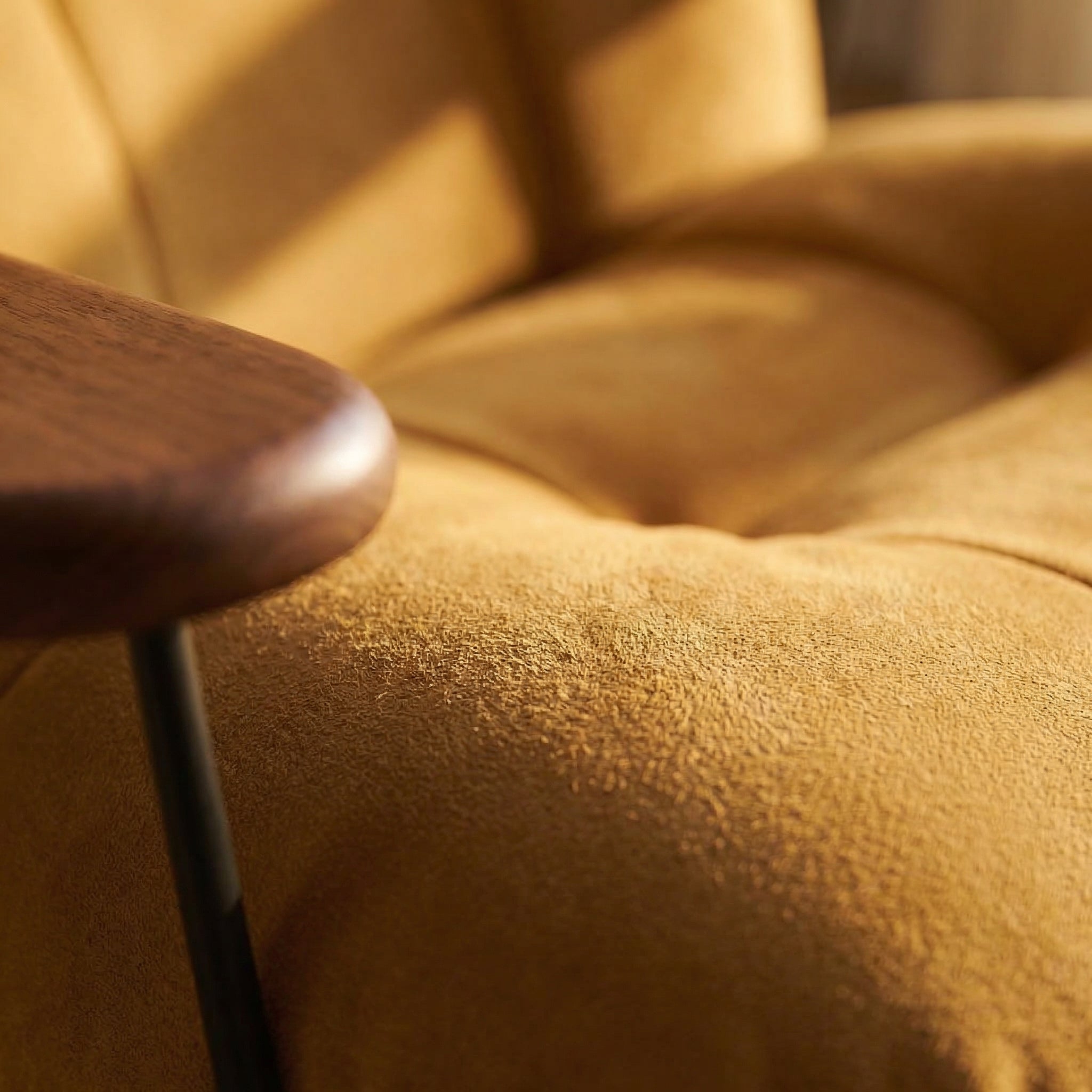 Mustard Leather Rocking Chair – material close-up