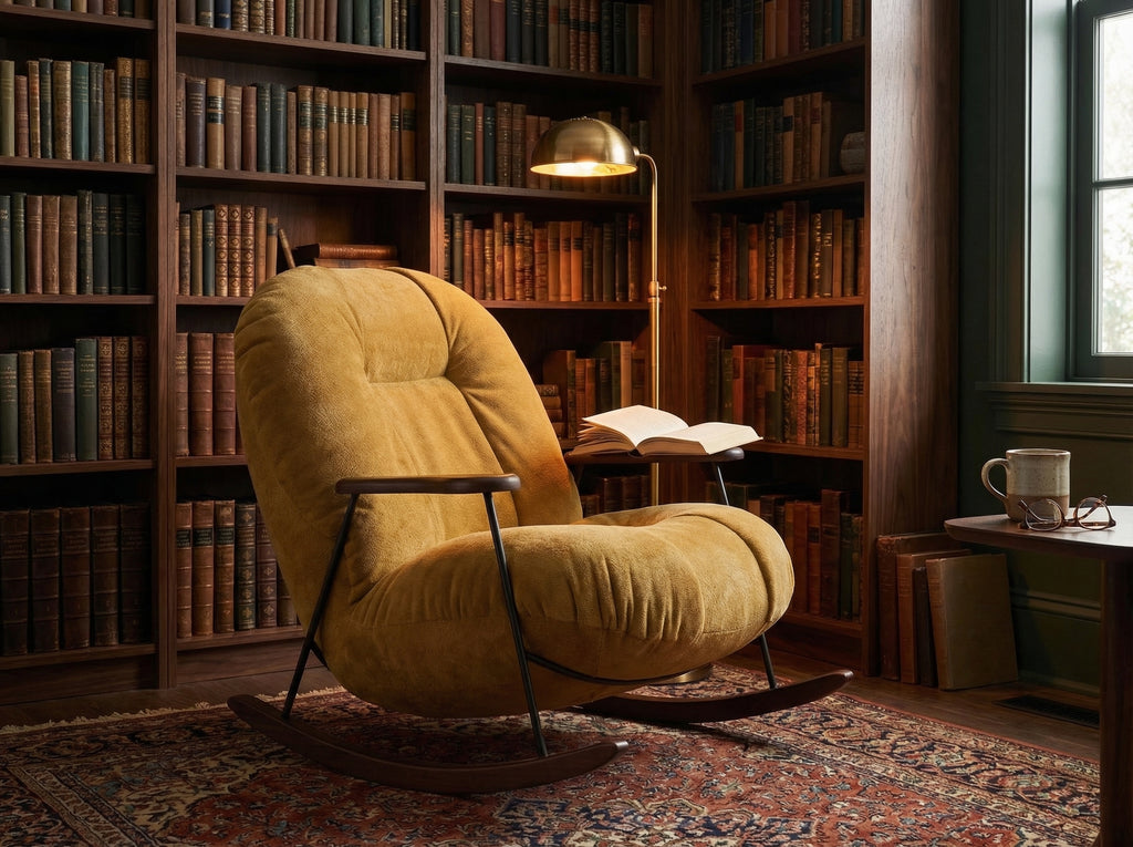 Mustard Leather Rocking Chair – texture detail