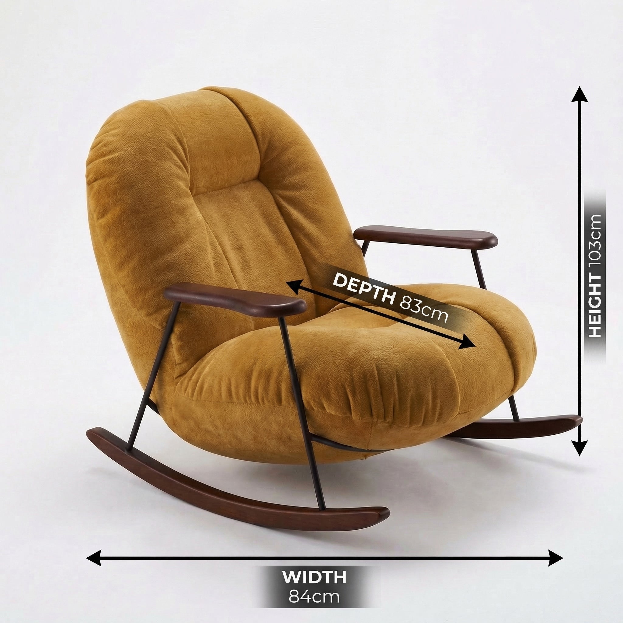 Mustard Leather Rocking Chair – top view