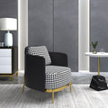 Modern Houndstooth Accent Chair with Linen Upholstery