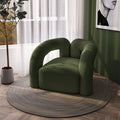 Japandi Dark Green Boucle Accent Chair