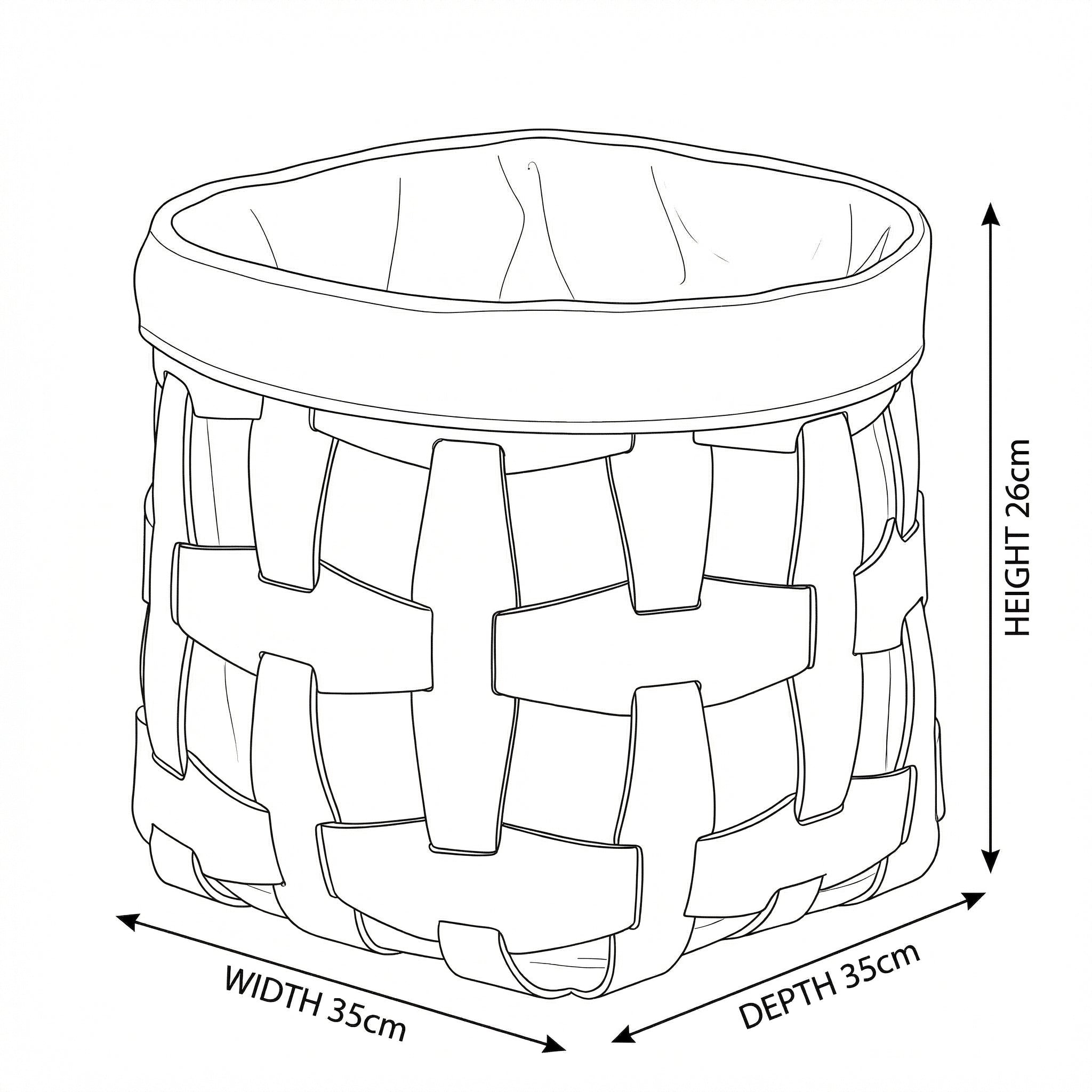 Woven Leather Storage Basket – in bedroom setting