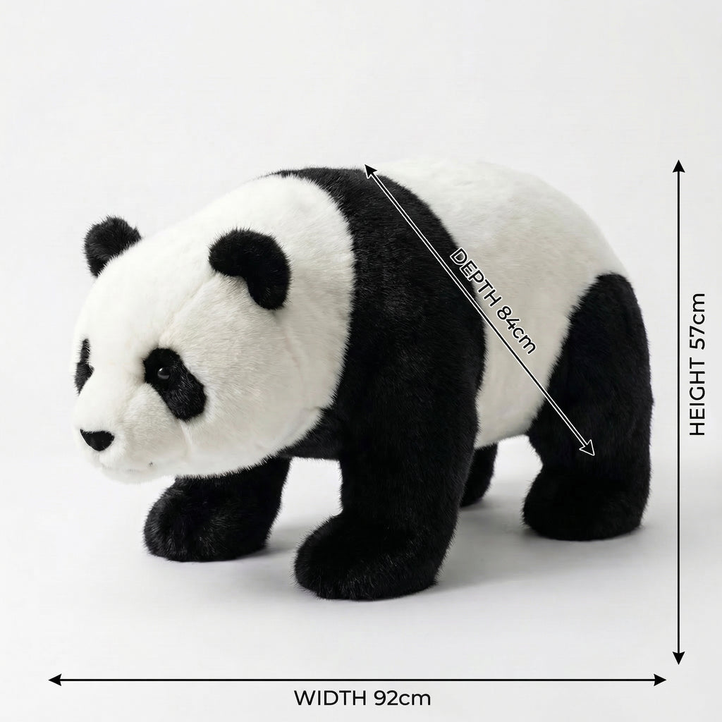 Crawling Panda Plush Stool – warm lighting view