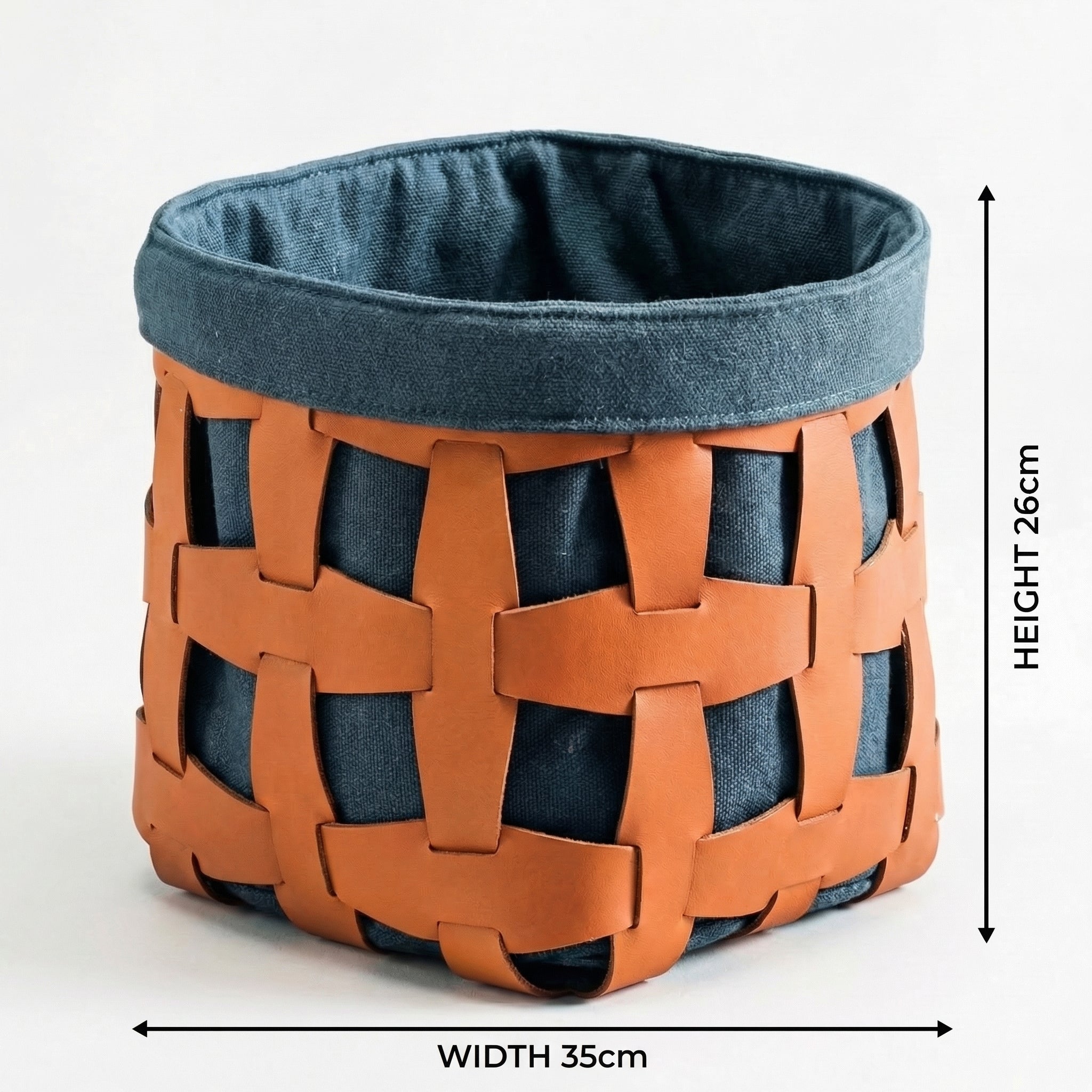 Woven Leather Storage Basket – texture detail