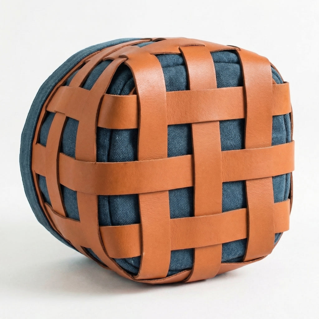 Woven Leather Storage Basket – material close-up