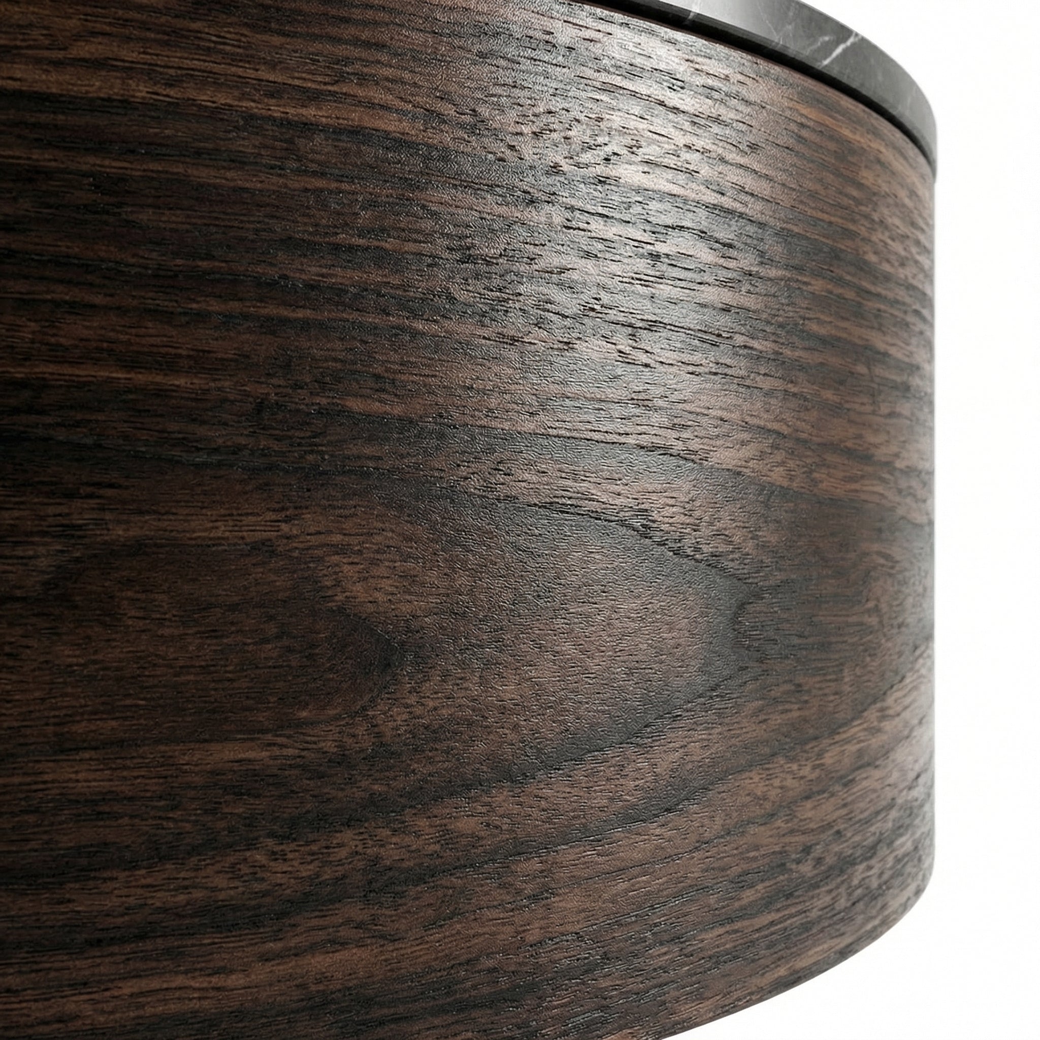 Smoked Wood Round Nightstand – top view