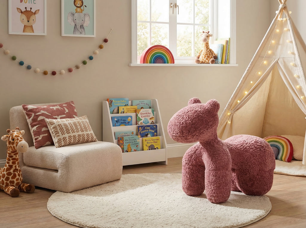 Pink Horse Plush Stool – material close-up