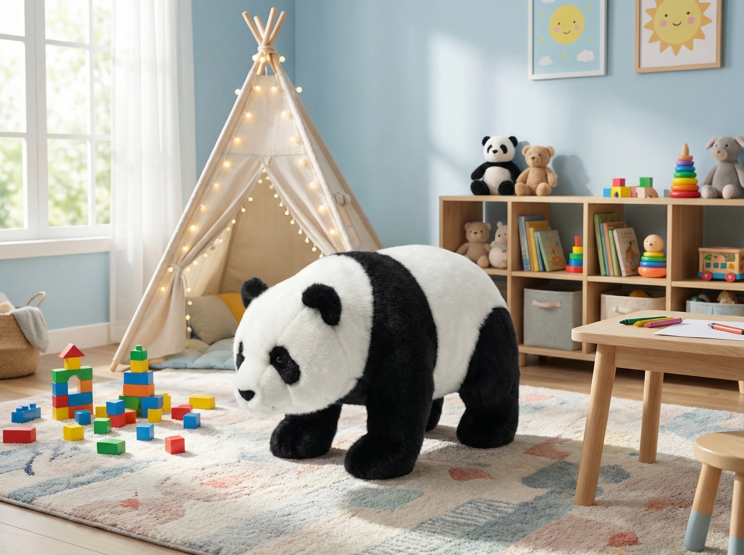 Crawling Panda Plush Stool – lifestyle scene