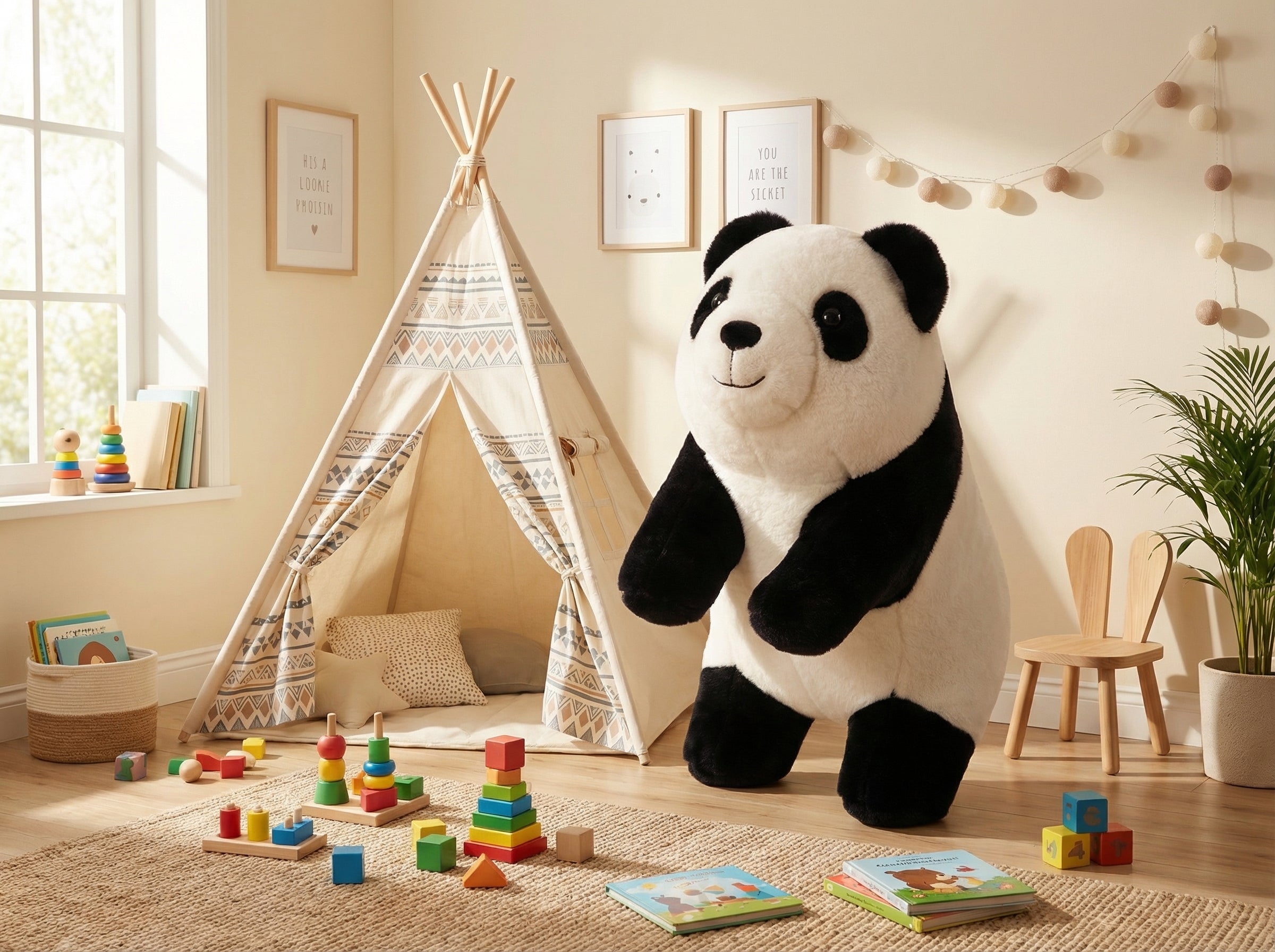 Standing Panda Plush Stool – alternate angle