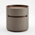 Leather-Wrapped Cylindrical Nightstand – front view