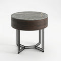 Smoked Wood Round Nightstand – front view