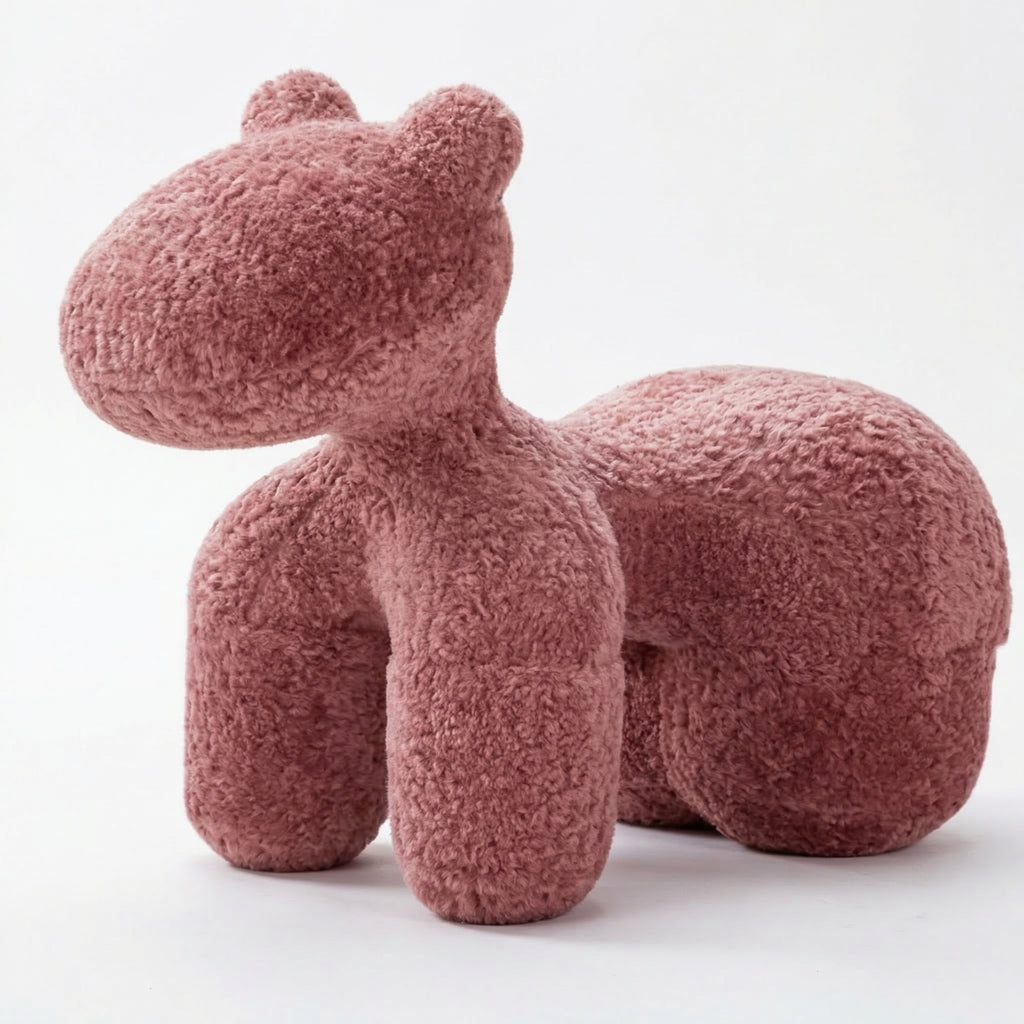 Pink Horse Plush Stool – front view