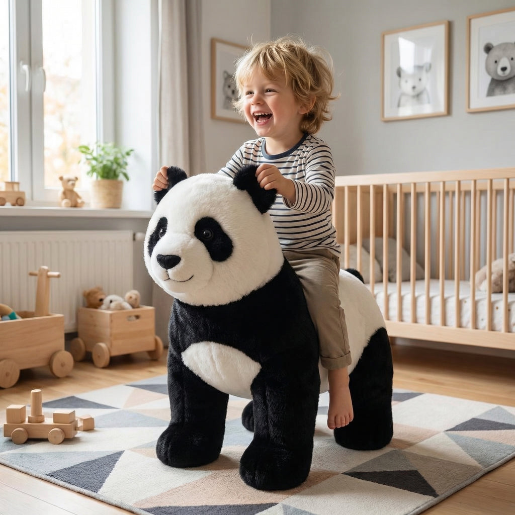 Standing Panda Plush Stool – material close-up
